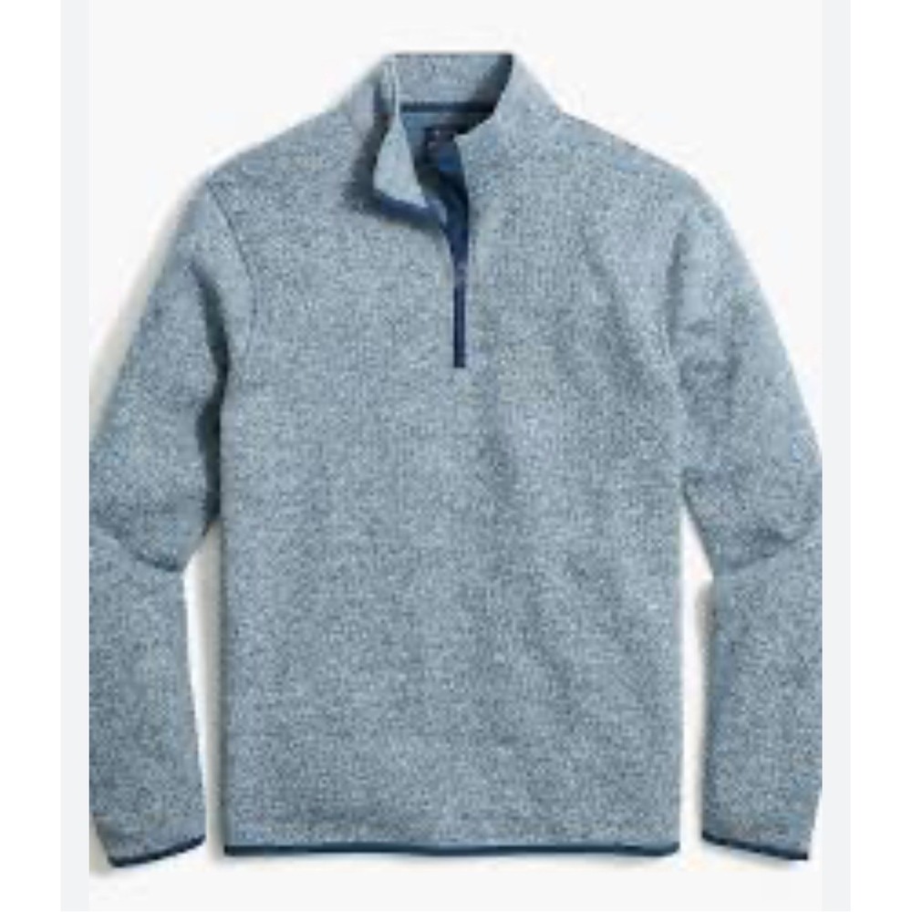 J.Crew Authentic Fleece Mens Medium Grey Marled Snap Neck Pullover Sweater